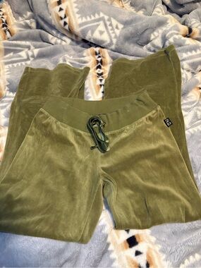 Y2K 2B Bebe Olive Green Velour Track Joggers